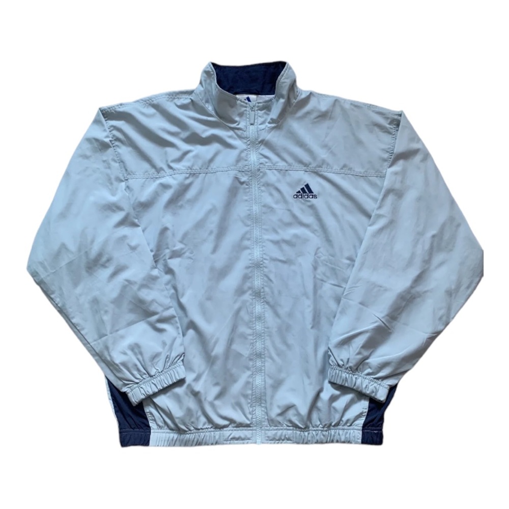 Adidas Track Jacket Mens 42/44 Large Full Zip Powder Blue Long Sleeve - Picture 1 of 10